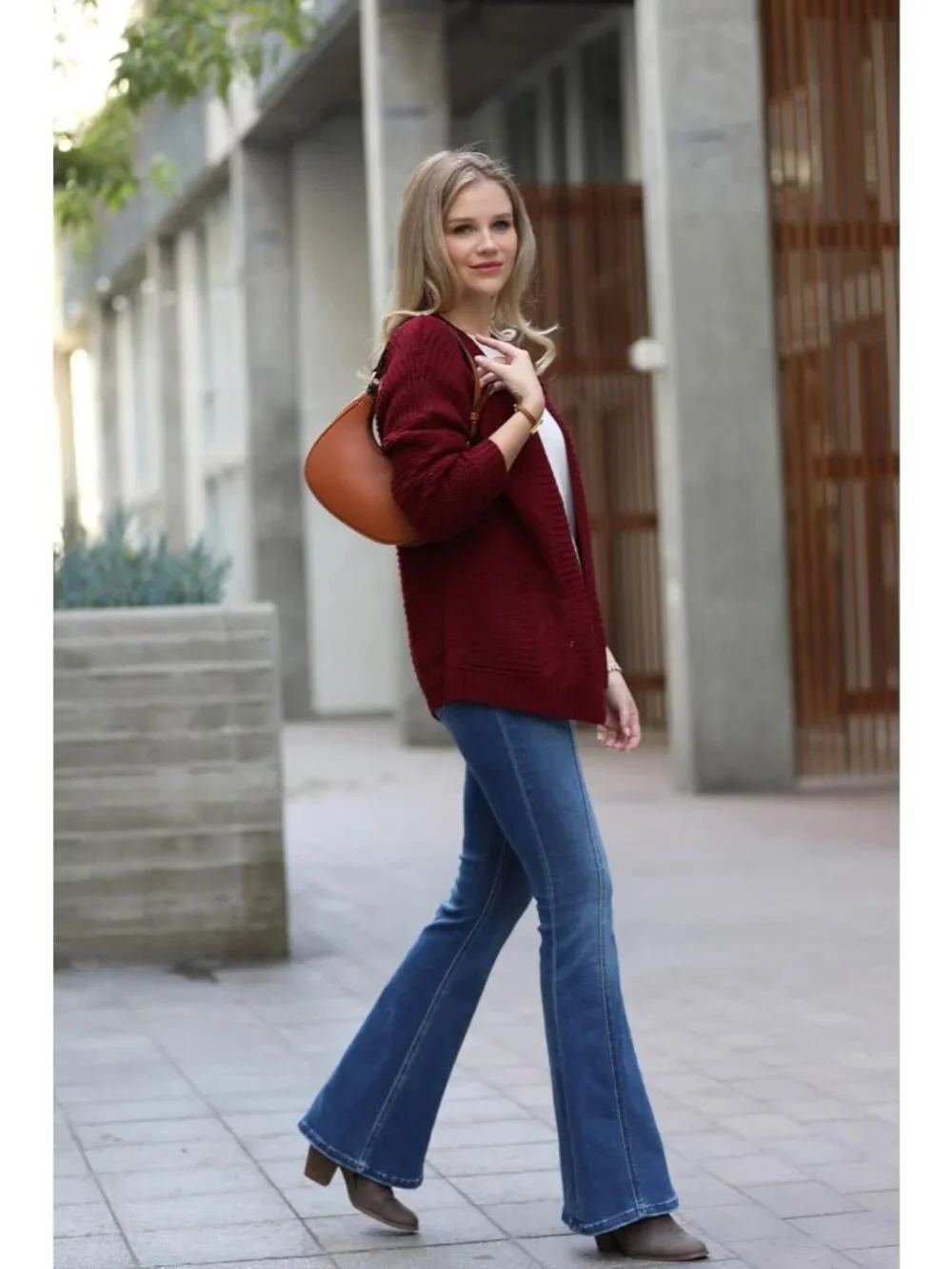 Women Burnt Orange Small Crescent For Trendy Underarm Purse Zipper Shoulder Bag